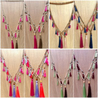 wooden beads colorful tassels fashion necklaces wholesale alot 60 pieces